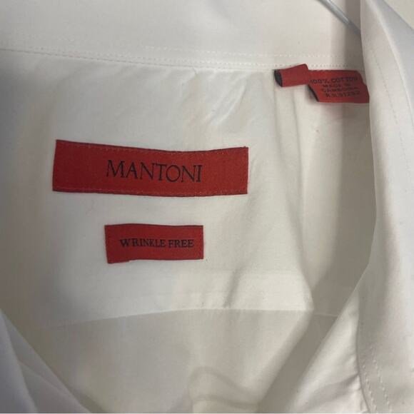 Mantoni Mens Classic White Button Up Dress Shirt Size 17 - 32/33 - Picture 3 of 6